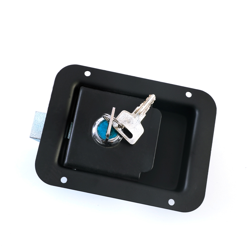 Black Painted Steel and Aluminum Truck Cabinet Lock Recessed Door Paddle Lock Latch with Cam Functio